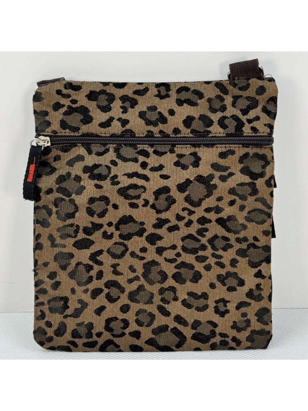 Leopard Print Crossbody Bag Adjustable Strap Multiple Zipper Pockets Purse - Picture 7 of 11